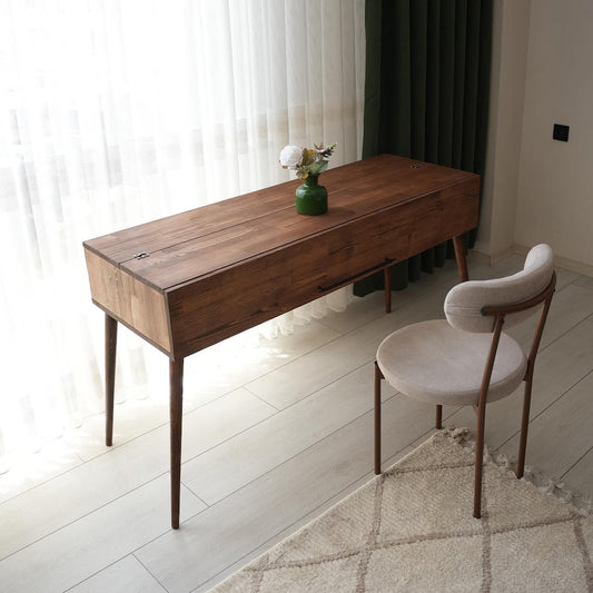 Small Writing Table, Solid Wood Standing Desk, Mid Century Modern Office Table