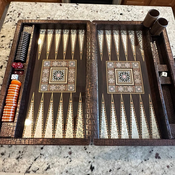 ✨Personalized Leather Backgammon Set, Handmade Backgammon