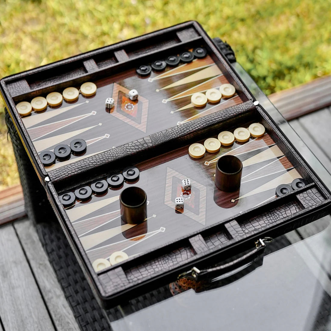 ✨Personalized Leather Backgammon Set, Handmade Backgammon
