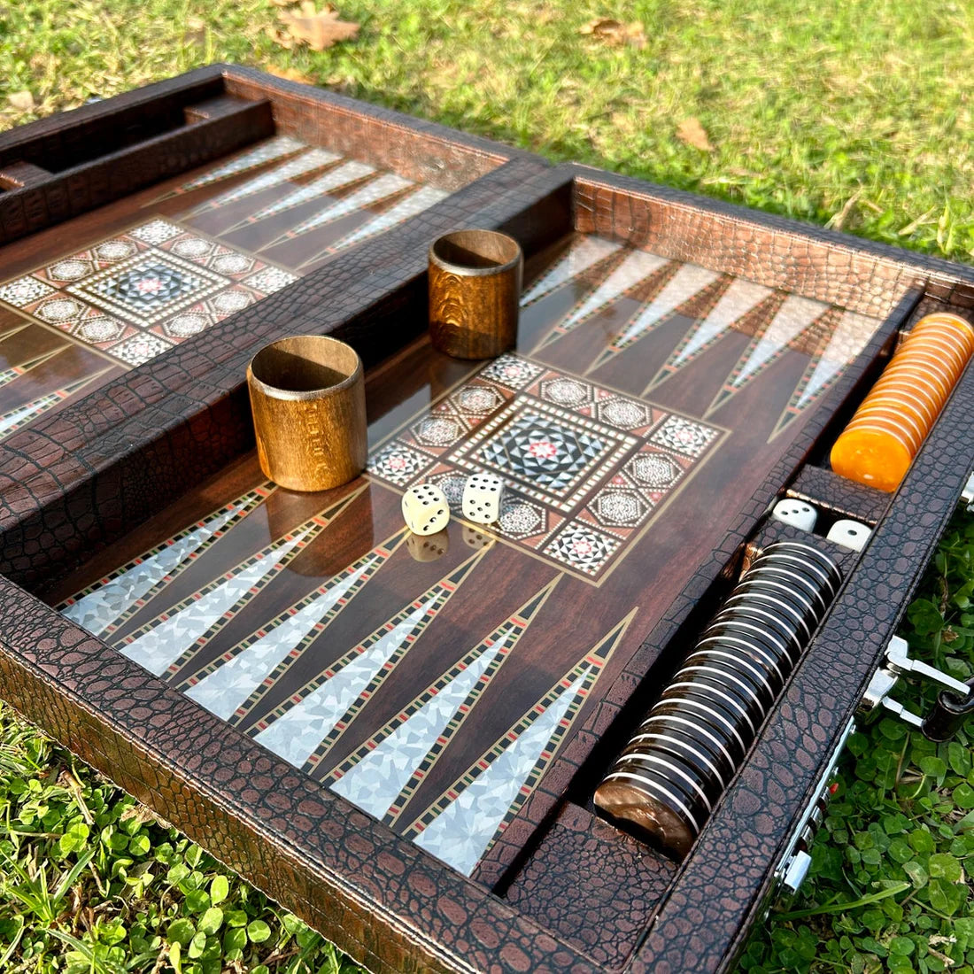 ✨Personalized Leather Backgammon Set, Handmade Backgammon