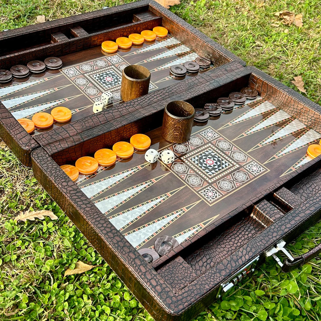 ✨Personalized Leather Backgammon Set, Handmade Backgammon