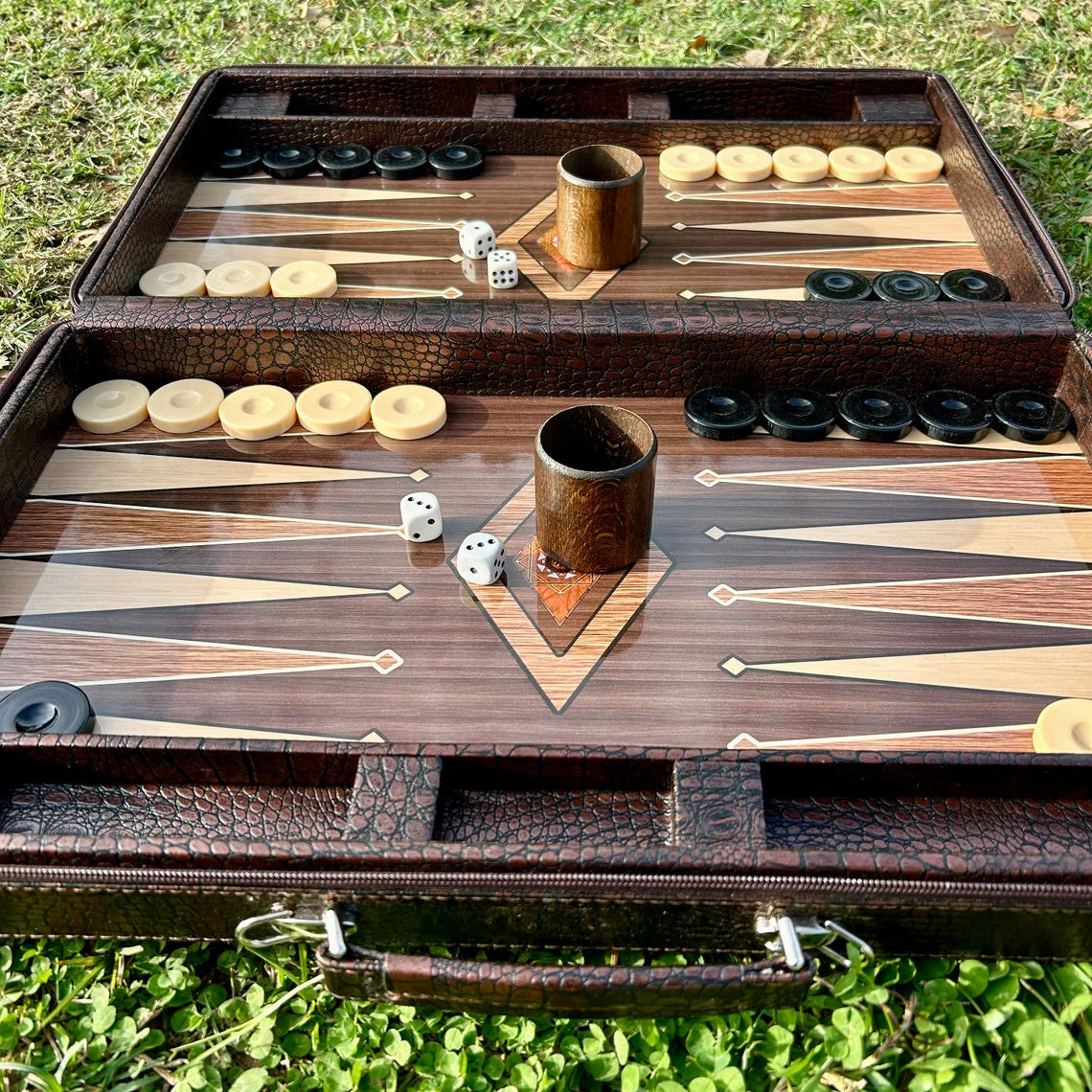 ✨Personalized Leather Backgammon Set, Handmade Backgammon