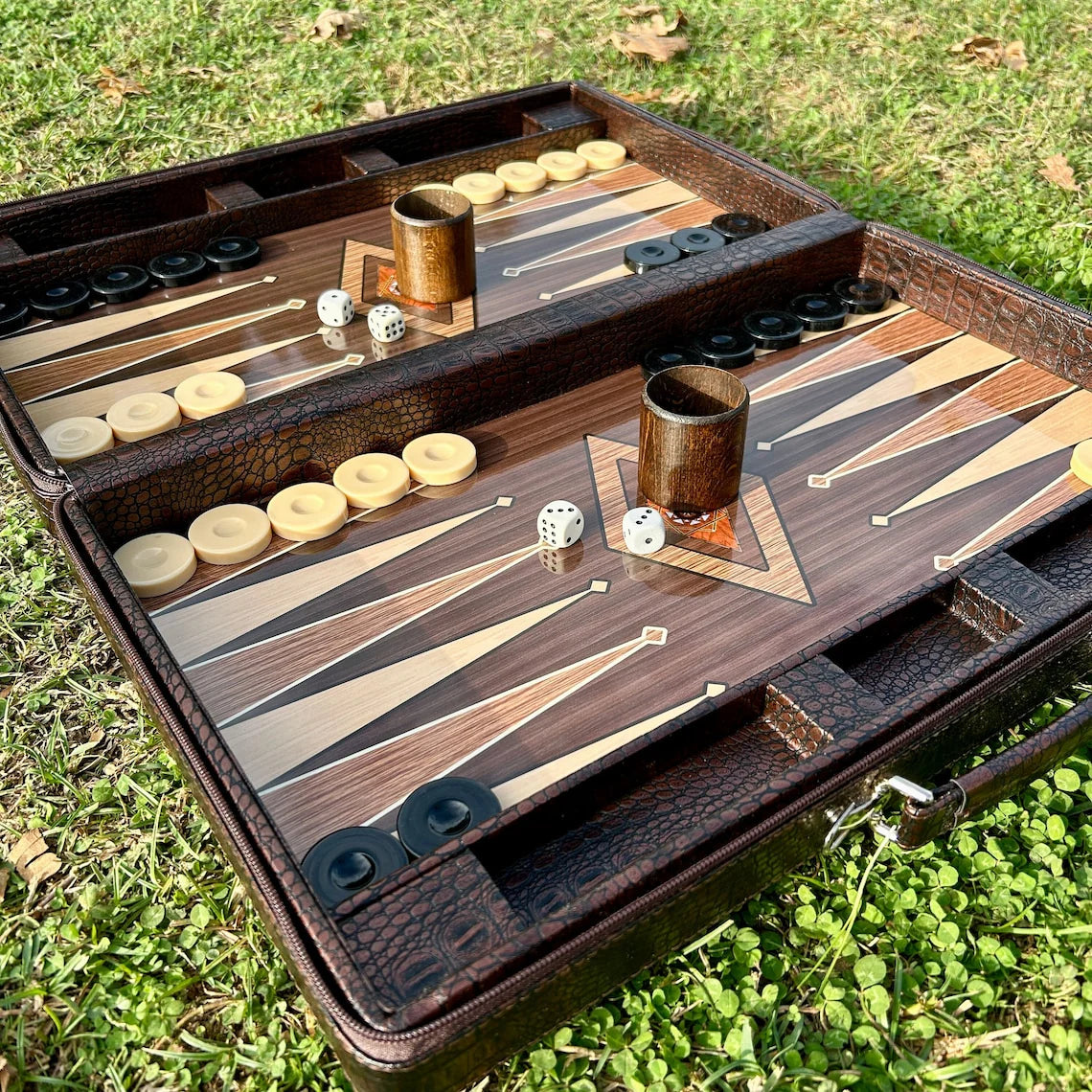 ✨Personalized Leather Backgammon Set, Handmade Backgammon