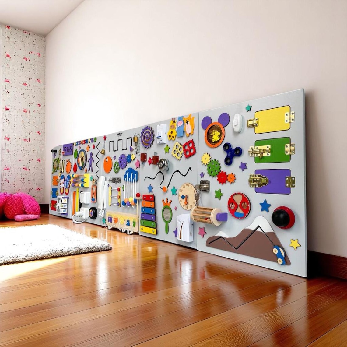 ✨Large Montessori Busy Board, Toddler Wall Activity Board, Montessori Gift for Boys and Girls to Play and Learn at School, Fine Motor Skills